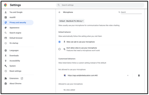 Allow Access to Microphone settings