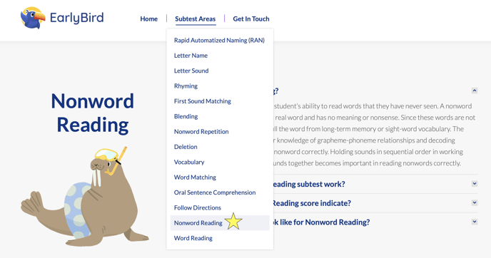 Nonword Reading Subtest Area